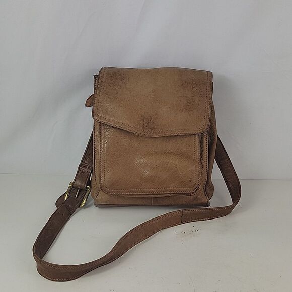 Fossil Messenger Leather Unisex Crossbody Bag - Picture 2 of 15